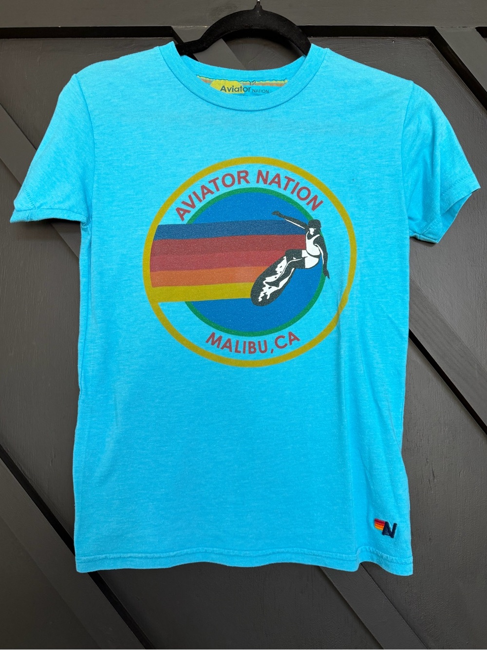 Aviator Nation Kid’s Venice Tee in Neon Blue, Size 12